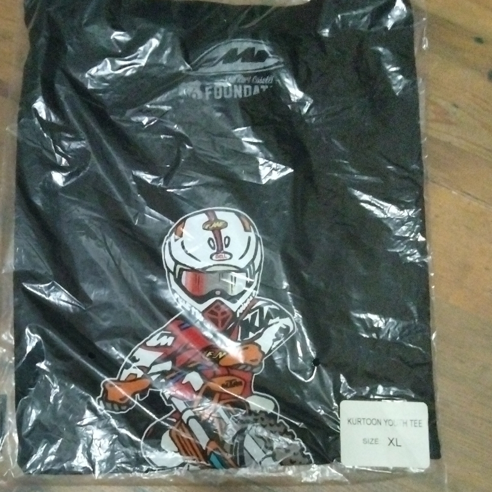 Black Graphic Tee with Cartoon Motocross Design